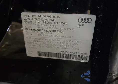 2015 Audi Q5 2.0T Premium from USA, damaged, VIN WA1CFAFP5FA105913